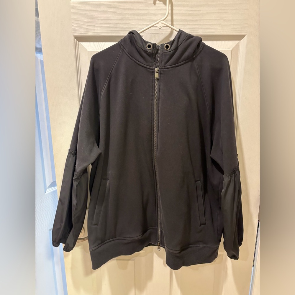 Athleta Full Zip Black Hoodie with Nylon